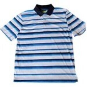 PGA Tour Pro Series Mens Golf Polo Shirt Blue Stripe Size Large Performance Knit
